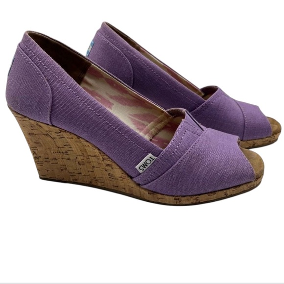 Toms Purple Orchid Wedge Hemp Sandals Sz 9.5 Open Toe - Picture 1 of 12